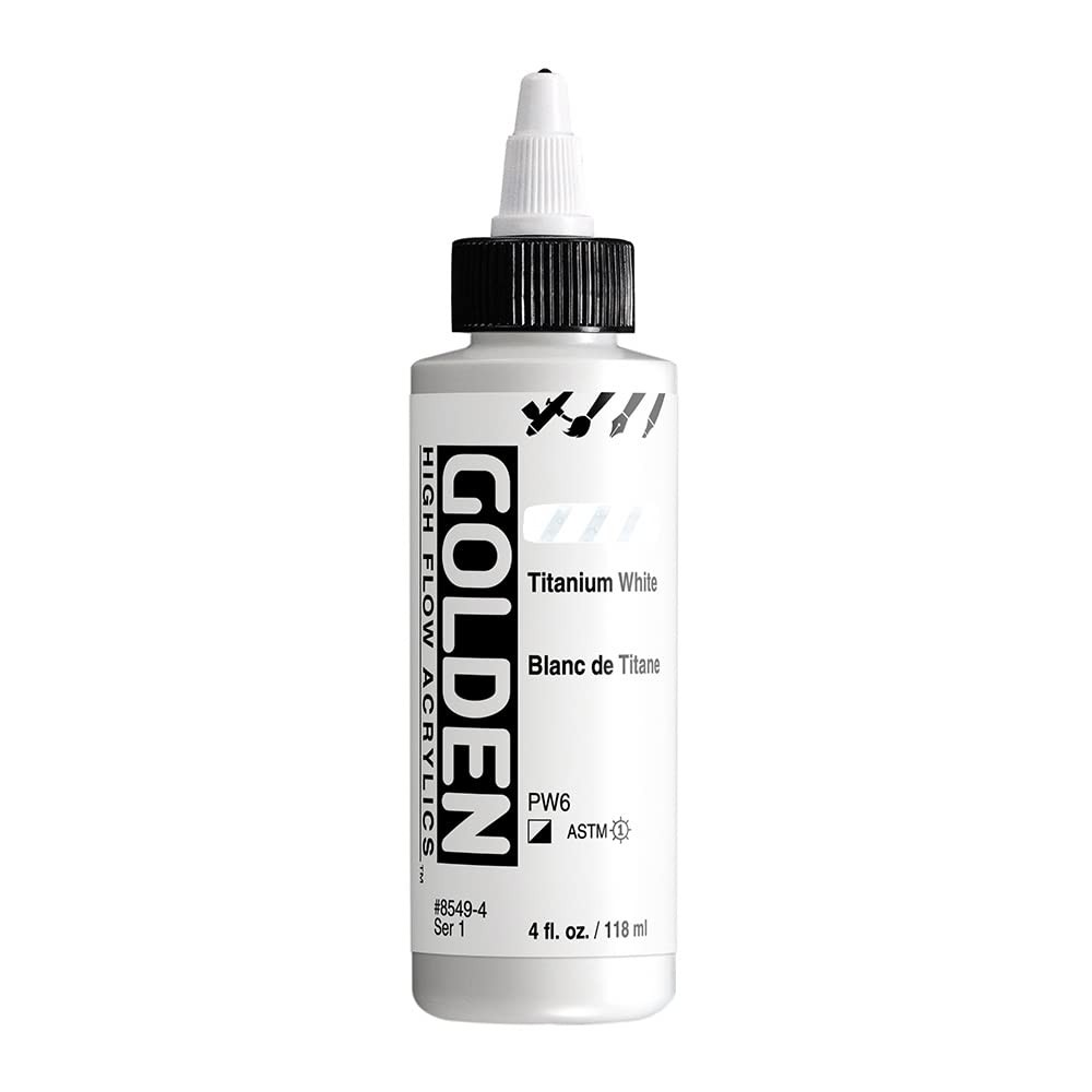 High Flow Acrylics by GOLDEN, Titanium White, 4 fl. oz. Bottle, Professional …