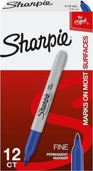 Sharpie Permanent Markers, Fine Point, Blue, 12 12 Count (Pack of 1), Blue
