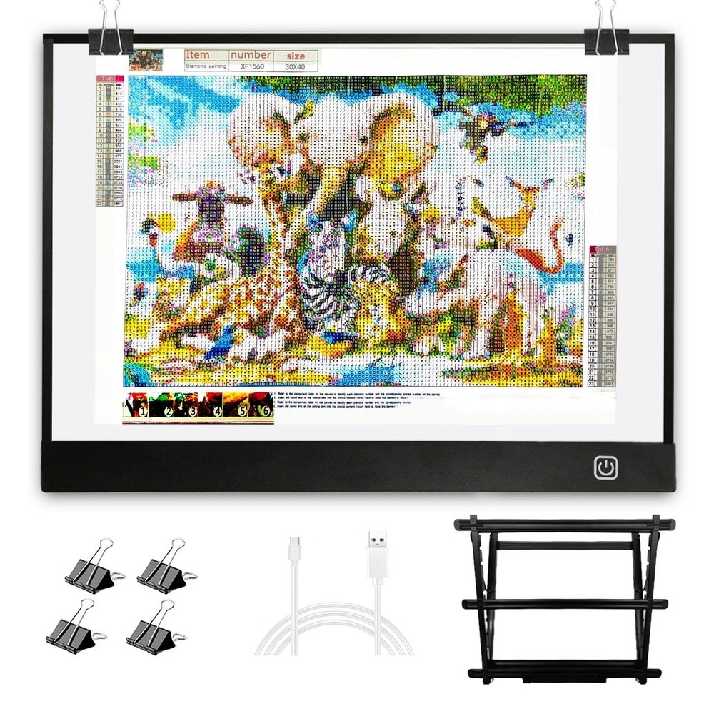 WELZK Diamond Painting Light Board A3, with Large Metal Stand, L:18.5 × W:1