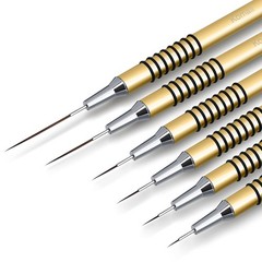 Komall Metallic Nail Art Brushes, 6Pcs Non Slip Liner Brush Set, UV Gel Gold