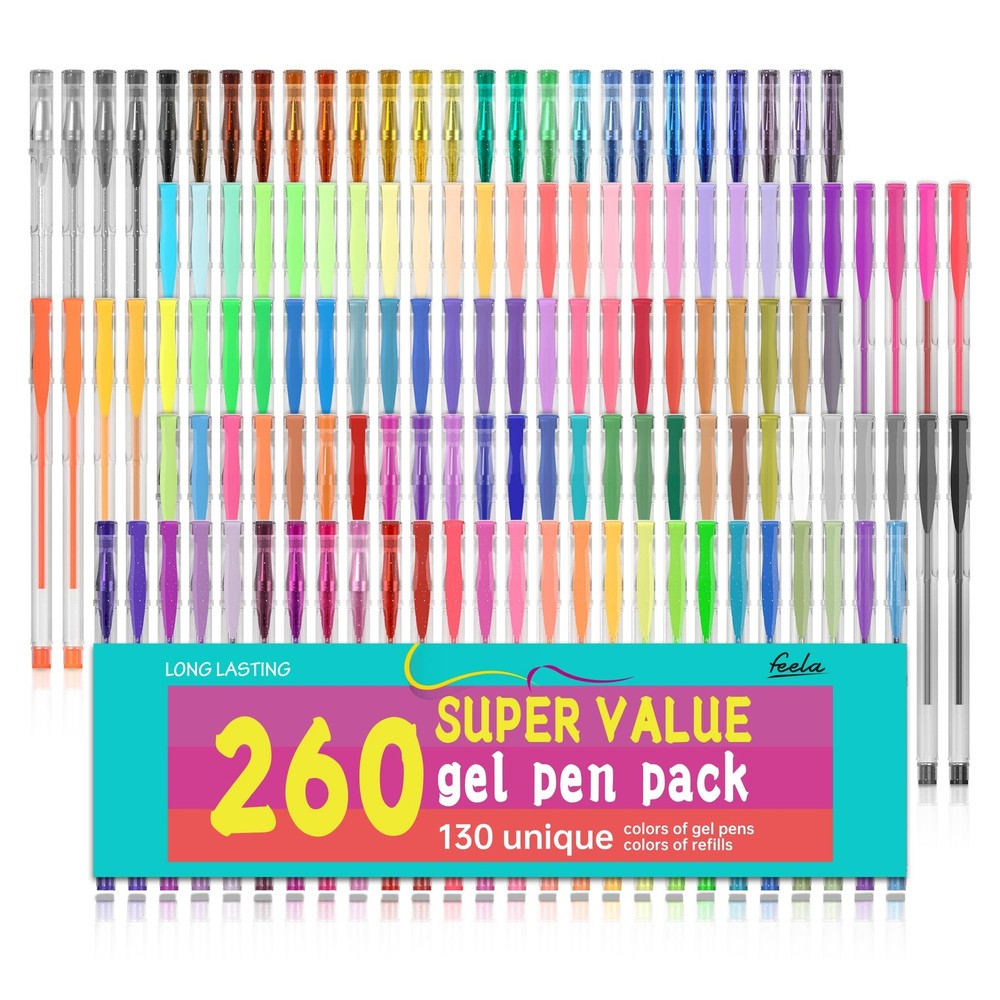 Pens Set, 260 Pack 130 Colored Pens Plus 130 Refills for Adult Coloring Books…
