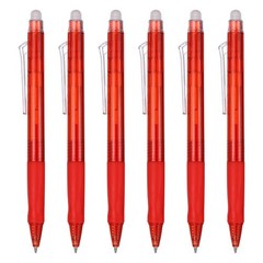 6Pcs 0.5mm Fine Point Retractable Erasable Gel Pens Comfortable Grip, Dark Red