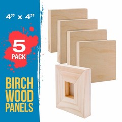 4″ x 4″ Studio 3/4″ Profile Depth Artist Wood Pouring Panel Boards Pack of 5
