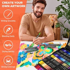 72 Colors Acrylic Paint Pens, Dual Tip Paint Markers with Brush Tip and Fine …