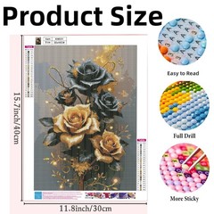 Diamond Painting Kits for Adults, Golden Rose 11.8X15.7inch(30X40cm), KM631-1