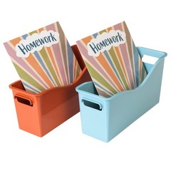 Easy Carry Storage Bins – Set of 6 Boho Colors – Durable Plastic File Folder …