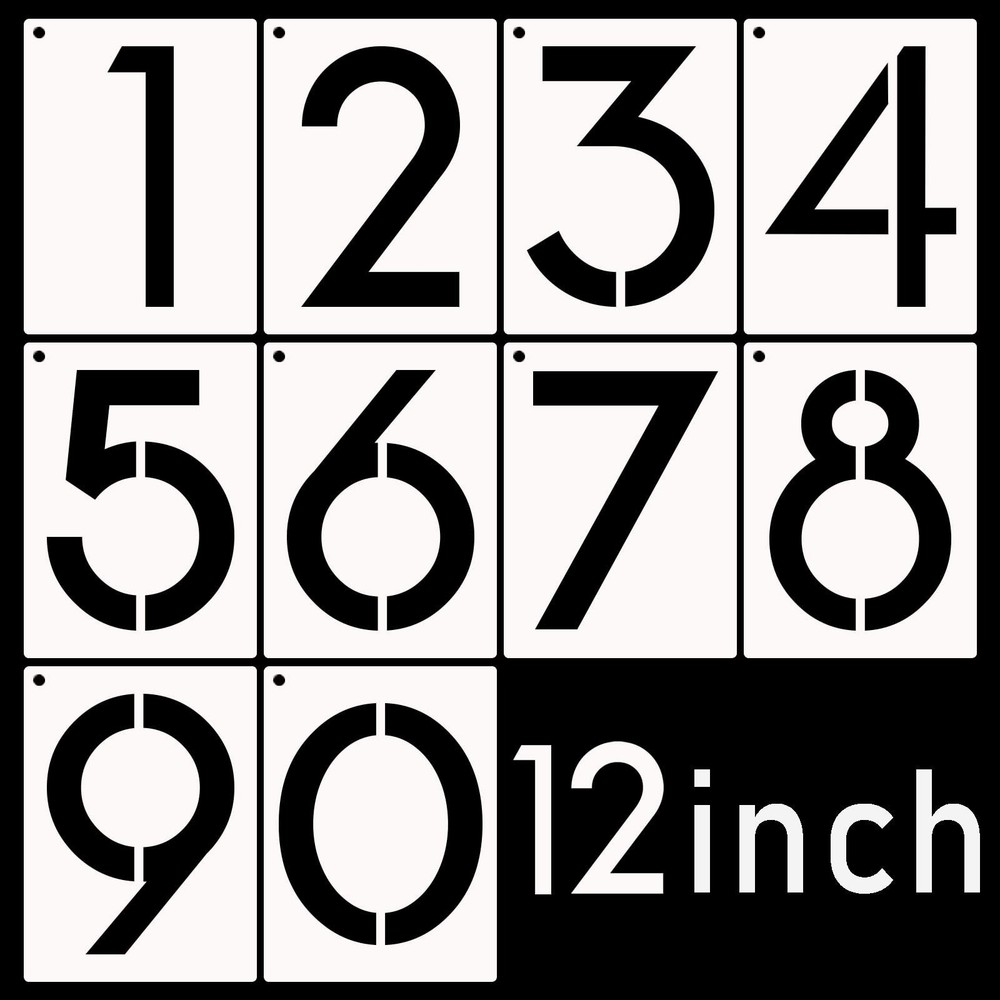 DXCYZ 12 Inch Large Number Stencils Kit 0-9 Address Number Stencil, 10PCS Reu…