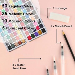 Artist-Grade 100 Color Watercolor Set: Portable with Accessories for All Levels