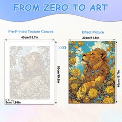 Lion Paint by Numbers Kit for Adults Beginners Acrylic Canvas Art Set