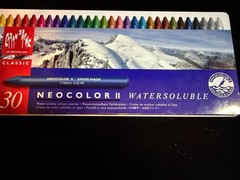 Vintage Set of 30 Caran d’Ache NEOCOLOR II Watersoluble Crayon In Metal Tin