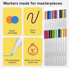 24 Dual-Tip Fabric Markers Fabric Decorating Kit Permanent for Clothes NIB