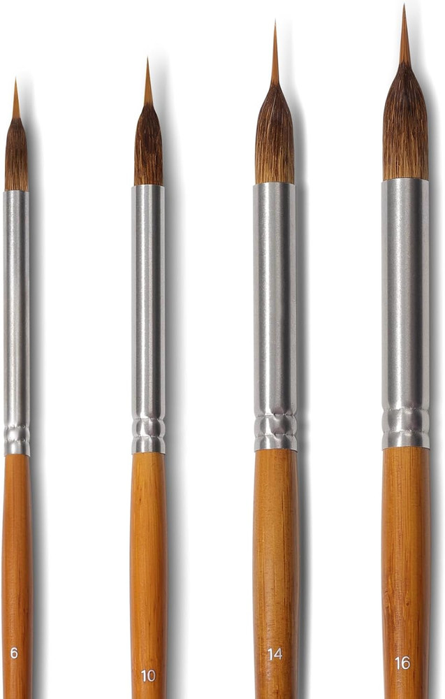 Watercolor Brushes Set – 4Pcs Extended Needle Point Brushes Synthetic Extra Long