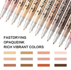 Flysea Skin Tone Acrylic Paint Markers Set – 12 Pack Water-Based Extra Fine Tip