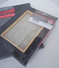 (Lot 2) Fredrix Red Label 9″ x 12″ and 8″ x 10″ black cotton stretched canvas
