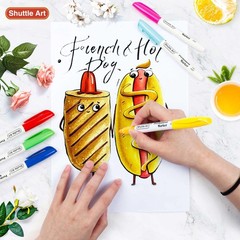 Shuttle Art 30 Colors Permanent Markers, Fine Point, Assorted Colors, Works on P