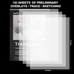 Tracing Paper 8.5×11 inch, 100 Sheets Transparent Vellum Paper for Tracing P