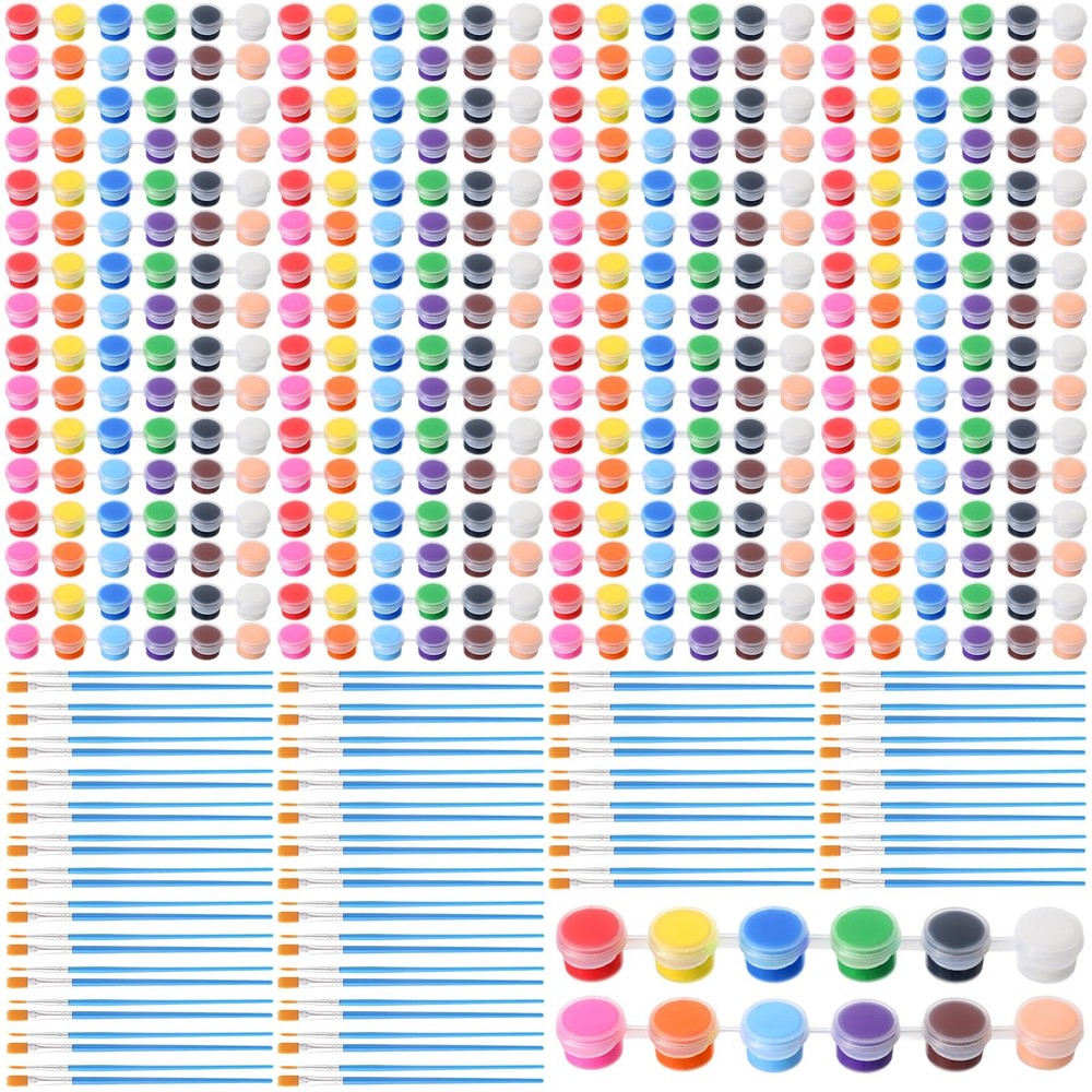 560 Pcs Mini Acrylic Paint Set for Kids 40 Set 12 Colors Washable Paint Strip…
