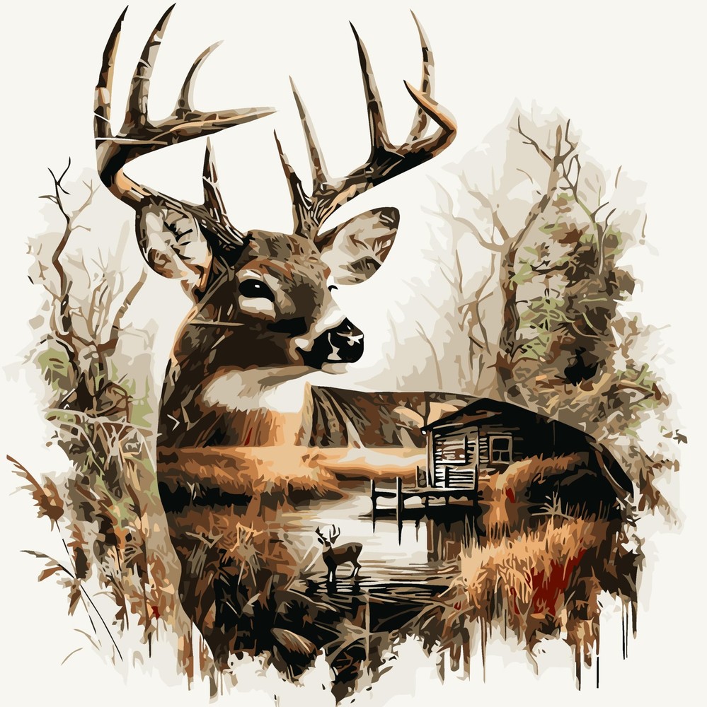 Paint by Numbers Kit for Adults Beginner,Deer Easy Paint by Number Kits Canva…