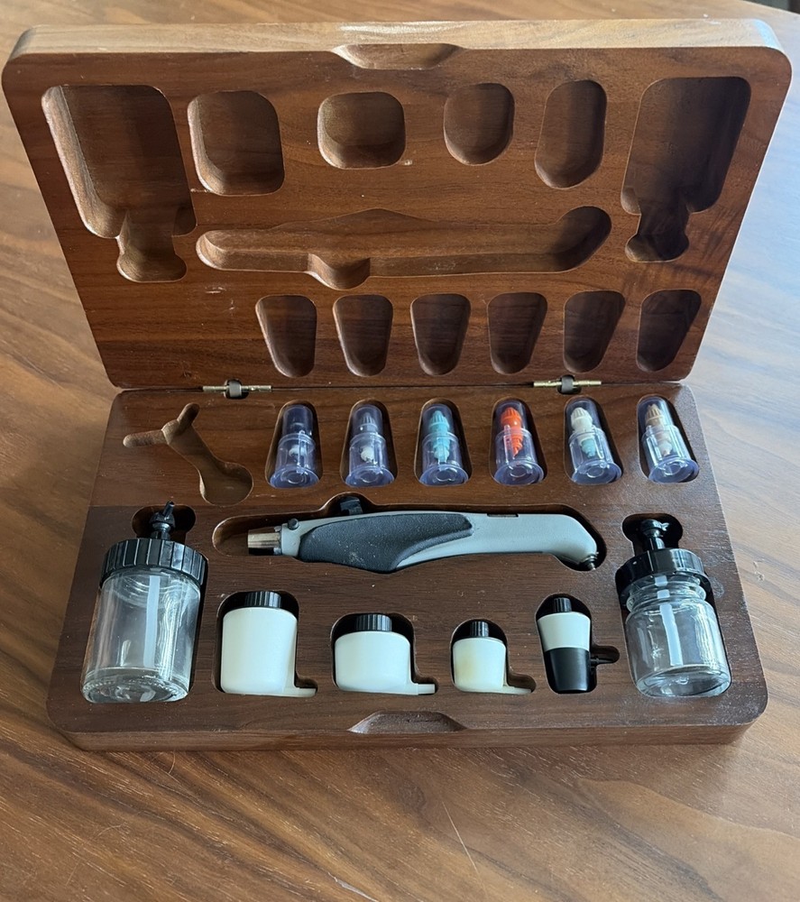 Vintage Testor AZTEK Airbrush Set A4709 In Walnut Case