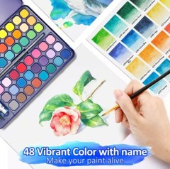 48 Vibrant Colors Watercolor Paint Set, All in One Gift Box