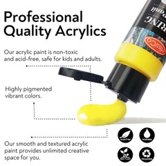 Acrylic Paint Set 76 PCS of 64 Colors 2fl oz 60ml Bottles with 12 Brushes,Non…