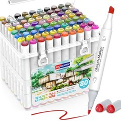 80 Colors Liquor Base Marker Double Pointed Chisel Fine Permanent Painting