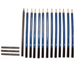 32 PCS Sketching Set Travel Roll Up Case Charcoal Drawing Pencils Erasers Kit