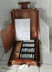 ART STUDIO by BATTAT Portable Wood Easel w/2Canvas &Oil/Acrylic/Watercolor Paint