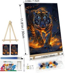 Paint by Numbers Kit for Adults with Frame Tiger Paint by Number with Easel DIY