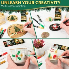 Stylo Acrylic Paint Pens Set 4 – White Red Gold Green for Christmas Crafts