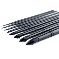 Round Watercolor Paint Brush Set Goat Hair Acrylics Gouache Black 8 PCS