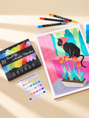 30 Colors Dual Tip Acrylic Paint Markers, Premium Brush&Fine Acrylic Paint Pens