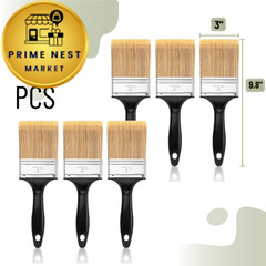 Bates- Paint Brushes, 3-Inch, 6 Pack, Plastic Handle Flat 3 inches, Black