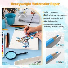 Watercolor Paper Pad, 5.5″x8.5” (24 Sheets, 140lb/300g), Spiral – Bound with …