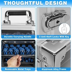 Carrying Storage Case Aluminum Alloy 5 Magnetic Trays Silver Medium ITHWIU Frame