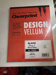 Clearprint 1000h Design Vellum 8.5”x11” 50 Sheets Design Sketch Pad