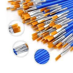 50Pcs Flat Top Acrylic Small Paint Brushes Bulk, Classroom Brush for Kids Mini