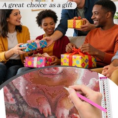 Diamond Painting Kit Round Diamond Art Featuring a Pig, 5D DIY Art Craft for Ad,