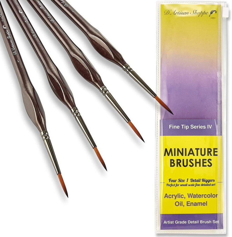 Rigger Brush Watercolor. Liner Brushes for Painting. Script Liner 4pc Size 1 Pre