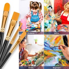 20 Pcs Black Artist Paint Brush Set for Acrylic, Oil, Watercolor & Crafts