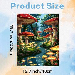 Mushroom Paint by Numbers Kit for Adults DIY Canvas Art 16×20 Inch Decor