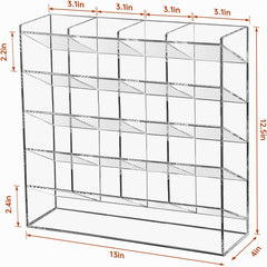 Acrylic Vertical Marker Organizer for 250 Markers with 21 Compartments, Clear An