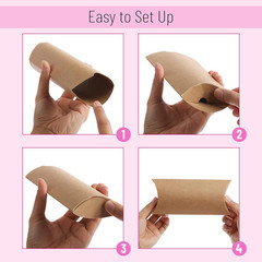 Kraft Pillow Boxes, 6.3×3.4×1.3 in, 25 Pack with Jute Twines, Kraft Gift Boxes,