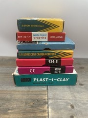 Lot Of 6 Vintage Crayons And Art Supplies All Different, All Used, Partial Packs
