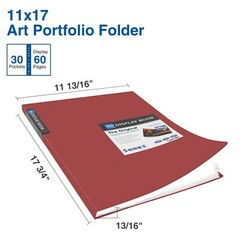 Art Portfolios 11″x17″ Large Portfolio Folder with 30 Pockets & Black Inner S…