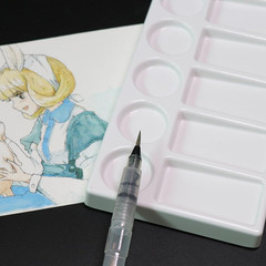 Watercolor Palette Tray 10 Wells White Rectangle Ceramic Artist Paint Palette Po