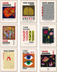 Yayoi Kusama Posters – Set of 9 – Vintage Yayoi Kusama Wall Art Print…