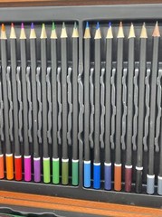 Art Mixed Media Set in Wooden Case 55 pieces Paint Colored Pencils And More