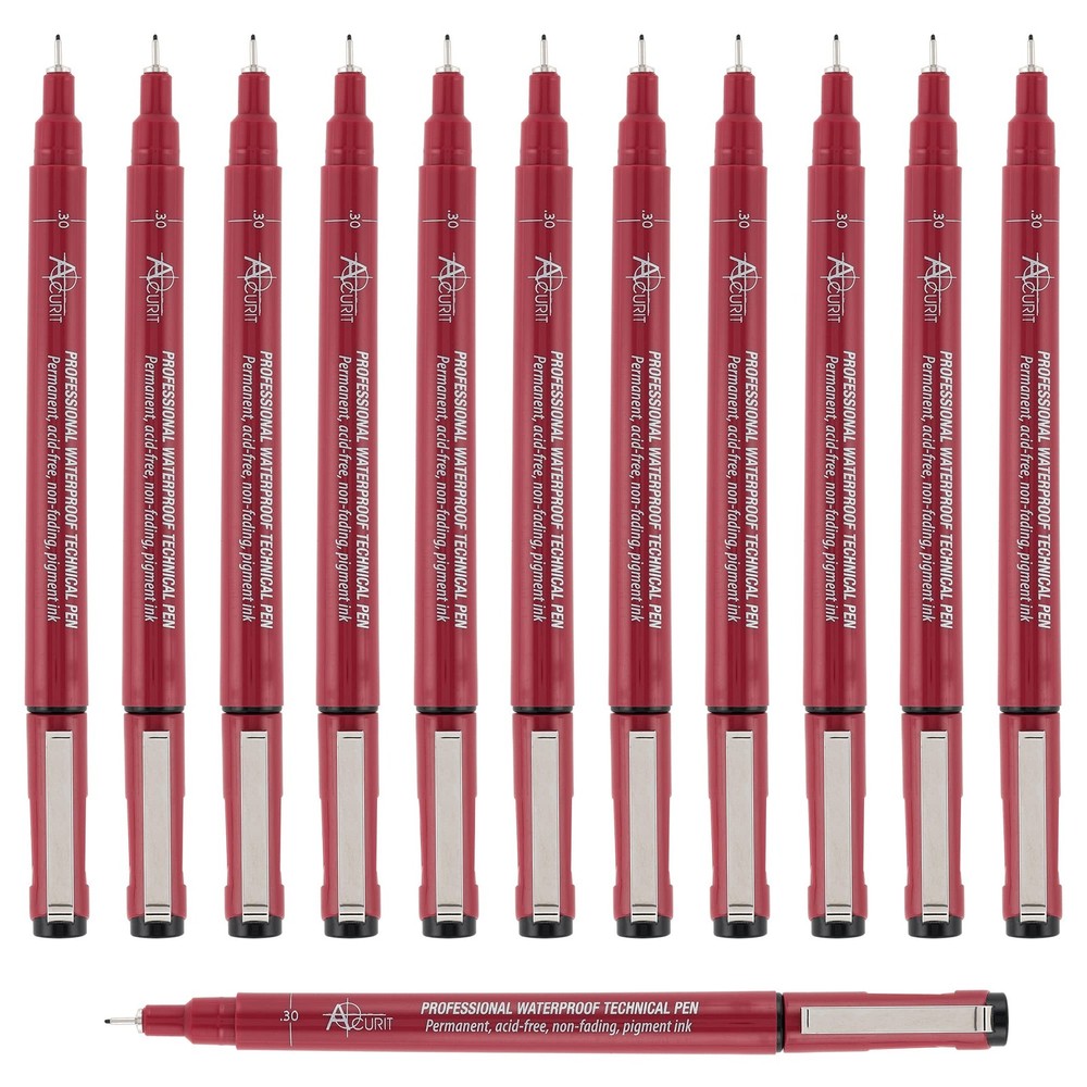 Acurit Waterproof Technical Pens – Professional 1 Count (Pack of 12), 12-Pack