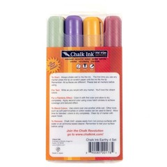 Chalk Ink Wet Wipe Markers Earthy Set of 4 Made in Japan 6mm Chisel NEW